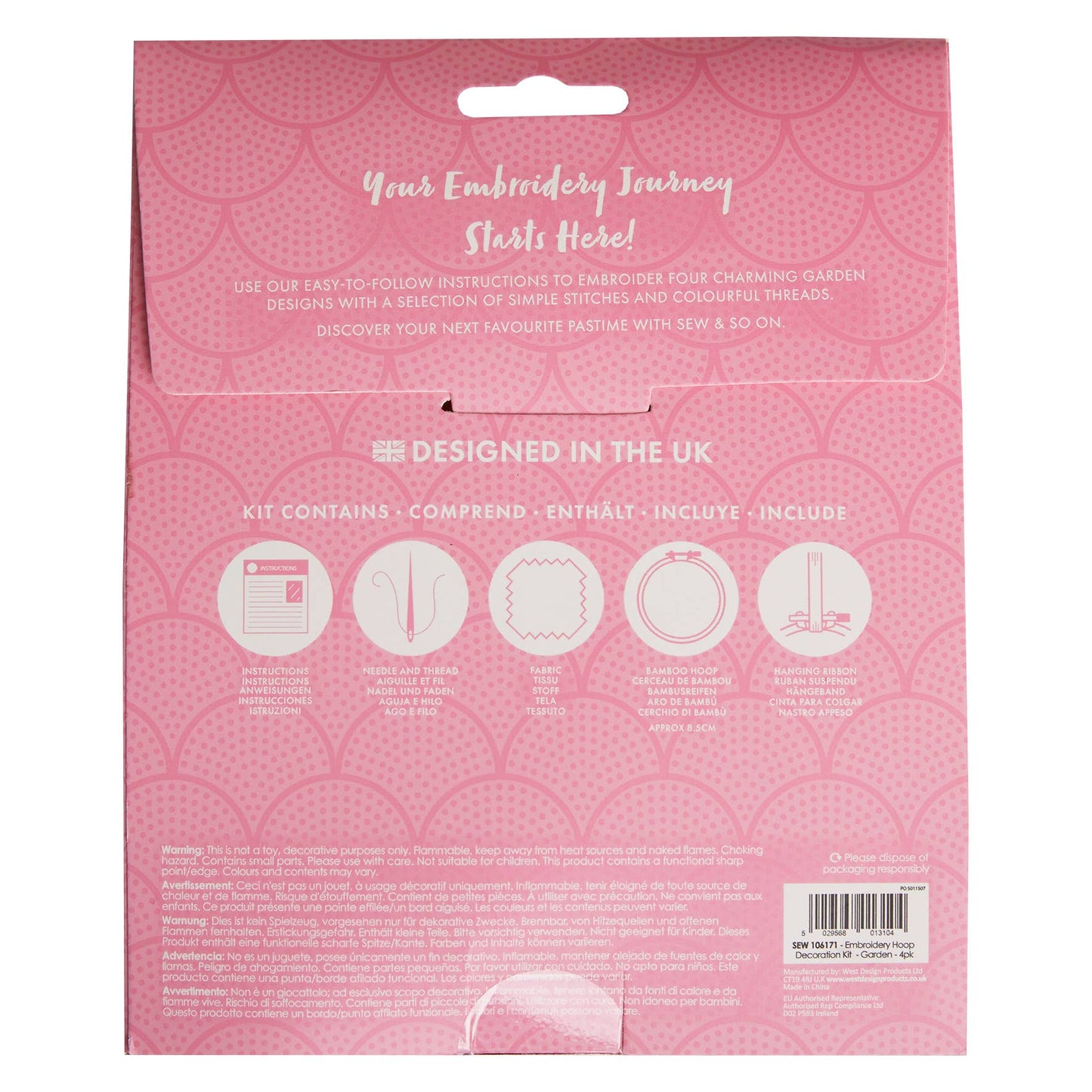 Sew & So On Embroidery Craft Stitch Kit - Garden Design - The Red Squirrel