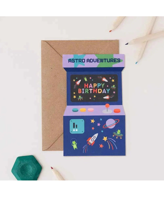 Astro Adventures Arcade Birthday Card