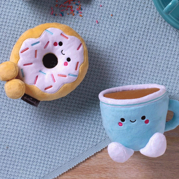 Doughnut and coffee cup soft toys
