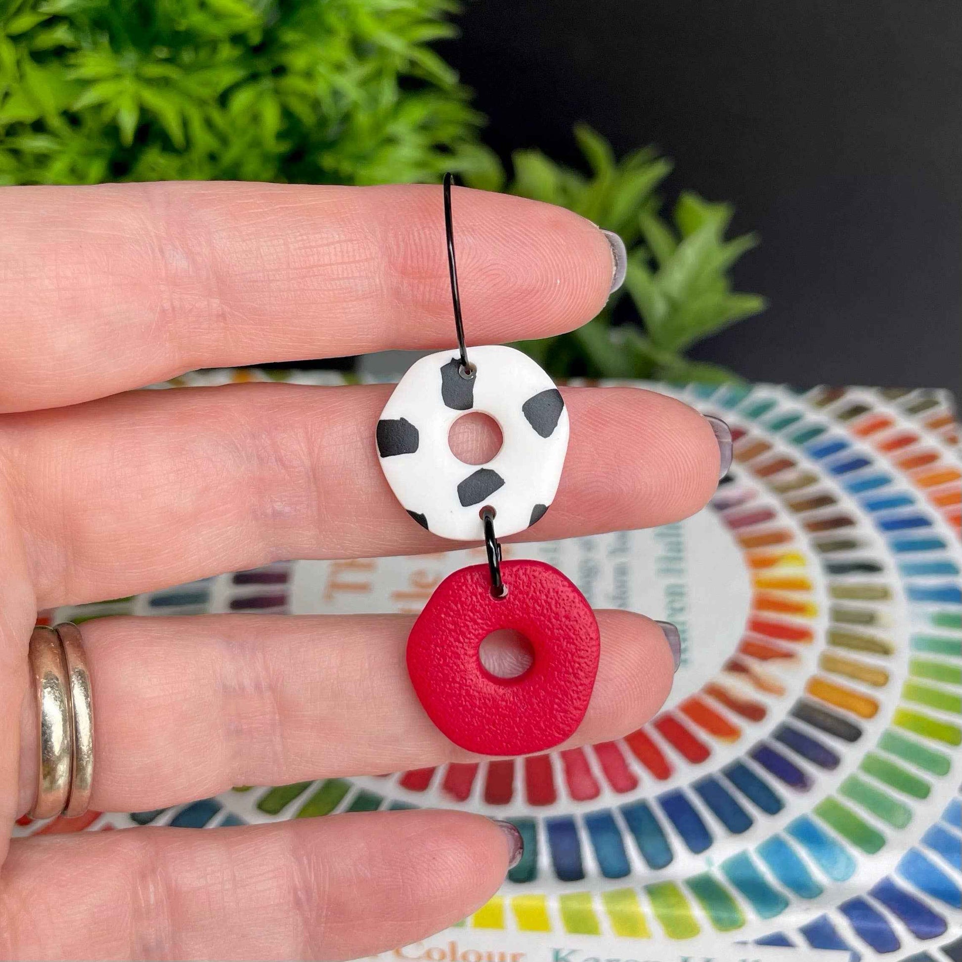 Dalmatian Print Hoop Earrings | Polymer Clay Statement Jewellery - The Red Squirrel