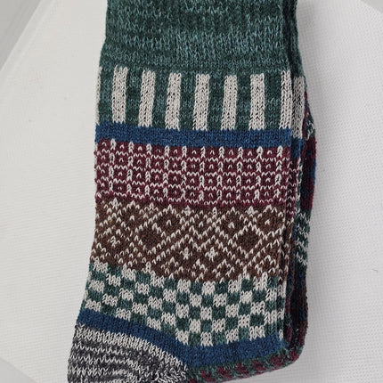 Beautiful pattern Winter Socks - size 7-11 Grey Green Heel