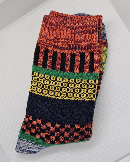Beautiful pattern Winter Socks - size 7-11 Light blue Heel