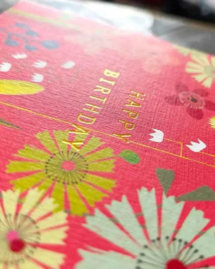 Gold Foiled Colourful Floral Birthday Card