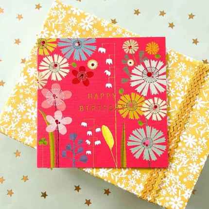 Gold Foiled Colourful Floral Birthday Card