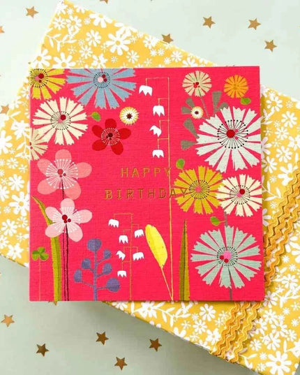 Gold Foiled Colourful Floral Birthday Card