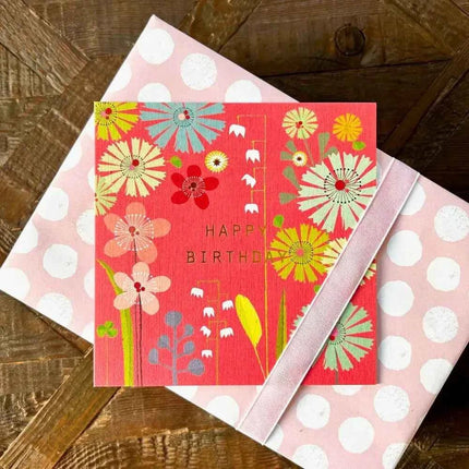 Gold Foiled Colourful Floral Birthday Card