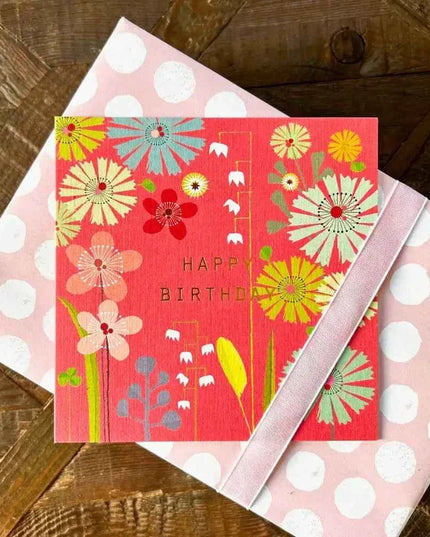 Gold Foiled Colourful Floral Birthday Card
