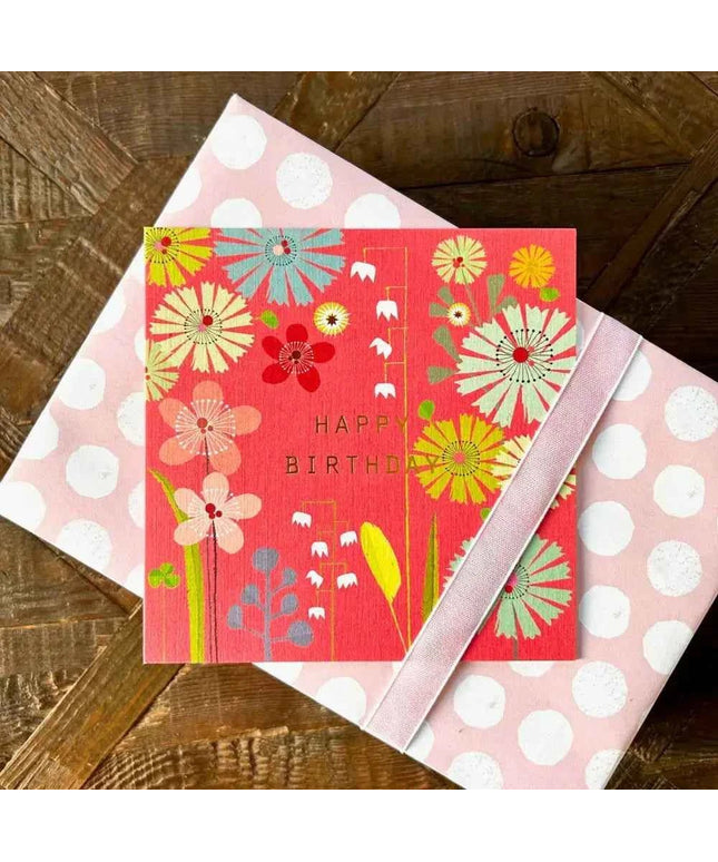 Gold Foiled Colourful Floral Birthday Card