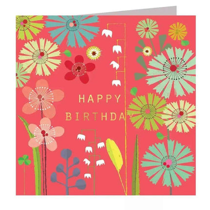 Gold Foiled Colourful Floral Birthday Card