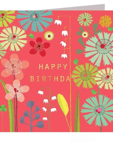 Gold Foiled Colourful Floral Birthday Card