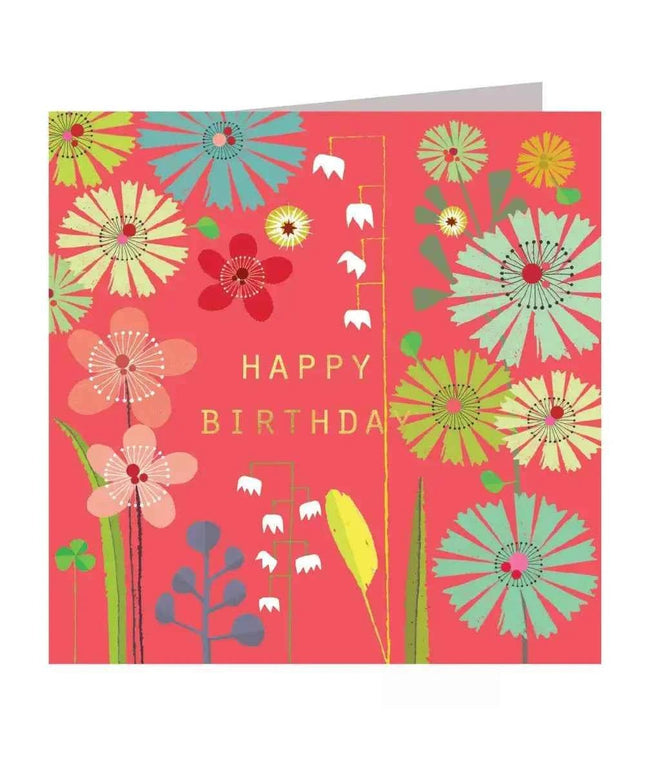 Gold Foiled Colourful Floral Birthday Card