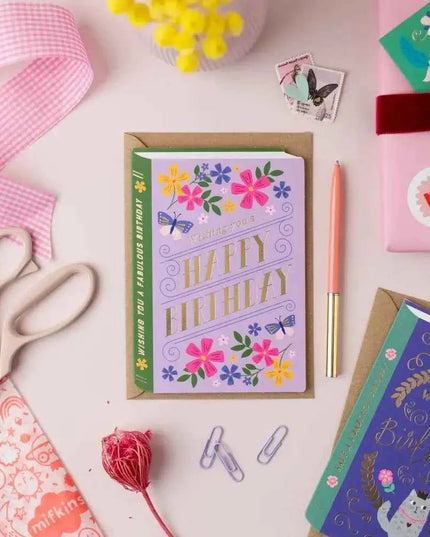 Birthday Book Card | Female Birthday Card | Gold Foil Card
