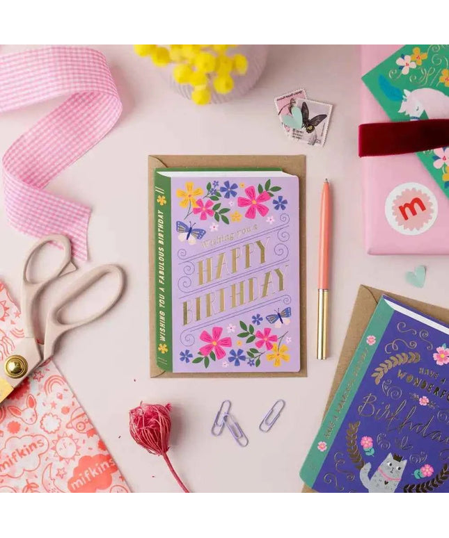 Birthday Book Card | Female Birthday Card | Gold Foil Card