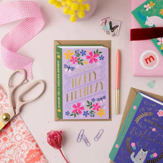 Birthday Book Card | Female Birthday Card | Gold Foil Card