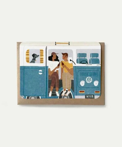 Blue Campervan Greetings Card