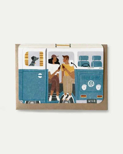 Blue Campervan Greetings Card