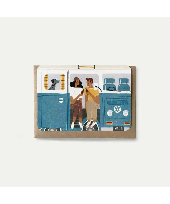 Blue Campervan Greetings Card