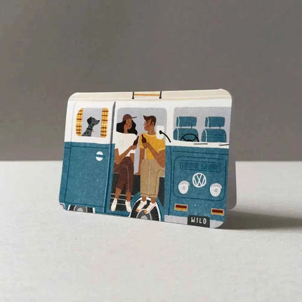 Blue Campervan Greetings Card