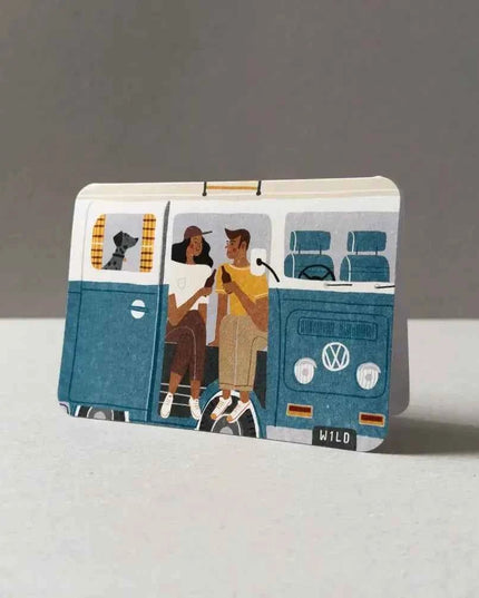 Blue Campervan Greetings Card