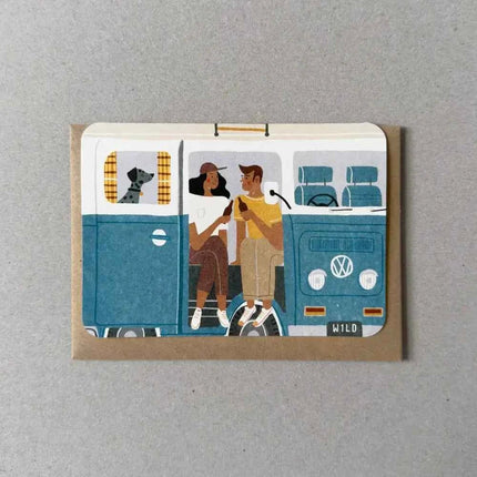Blue Campervan Greetings Card
