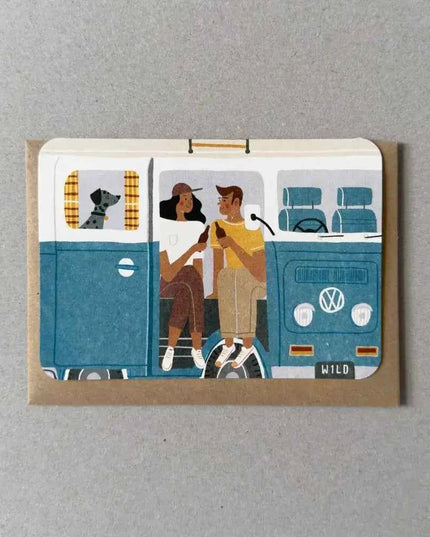 Blue Campervan Greetings Card