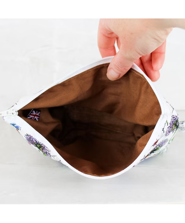 Blue Floral Handmade Cosmetics Bag