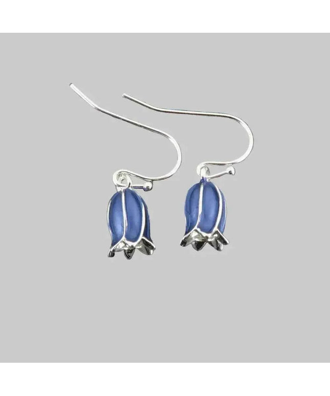 Bluebell Flower Single Drop Hook Earring Silver OR Gold plated