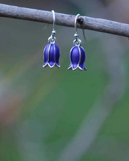 Bluebell Flower Single Drop Hook Earring Silver OR Gold plated