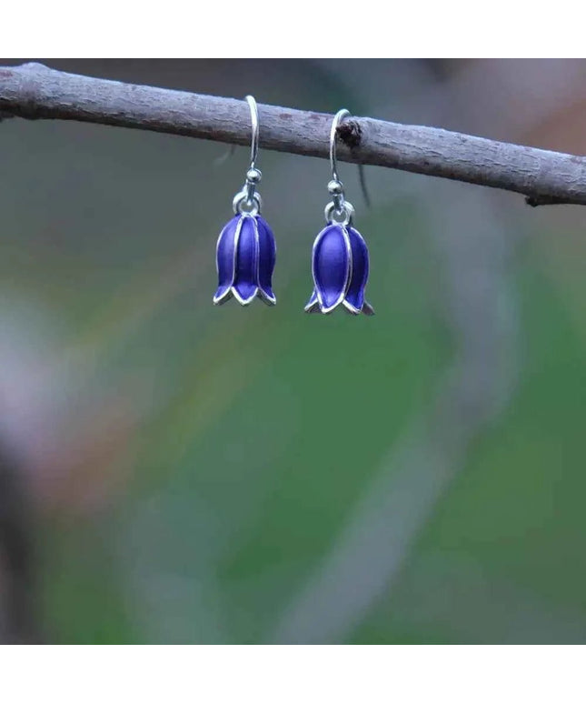 Bluebell Flower Single Drop Hook Earring Silver OR Gold plated