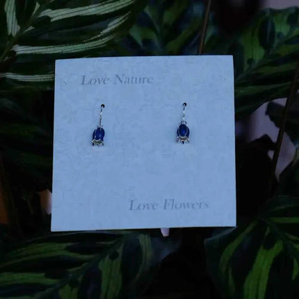 Bluebell Flower Single Drop Hook Earring Silver OR Gold plated