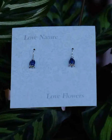 Bluebell Flower Single Drop Hook Earring Silver OR Gold plated
