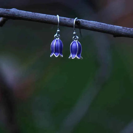 Bluebell Flower Single Drop Hook Earring Silver OR Gold plated