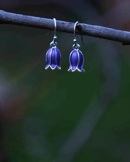 Bluebell Flower Single Drop Hook Earring Silver OR Gold plated