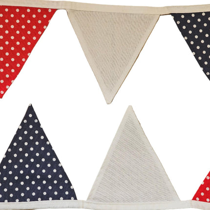 Bunting - Beautiful fabric Bunting Various designs Blue-white-red