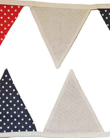 Bunting - Beautiful fabric Bunting Various designs Blue-white-red