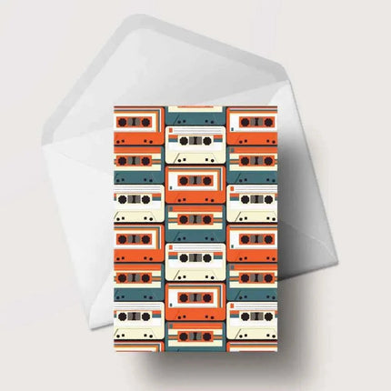Retro Cassette Greeting Card - Blank inside