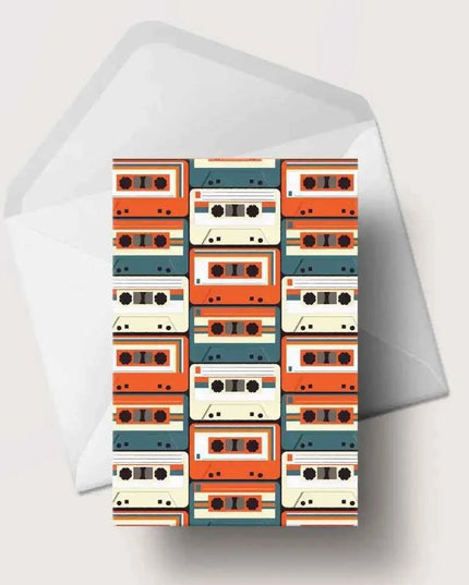 Retro Cassette Greeting Card - Blank inside