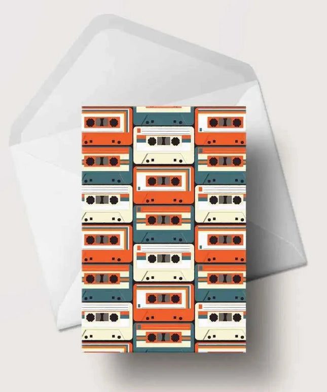 Retro Cassette Greeting Card - Blank inside