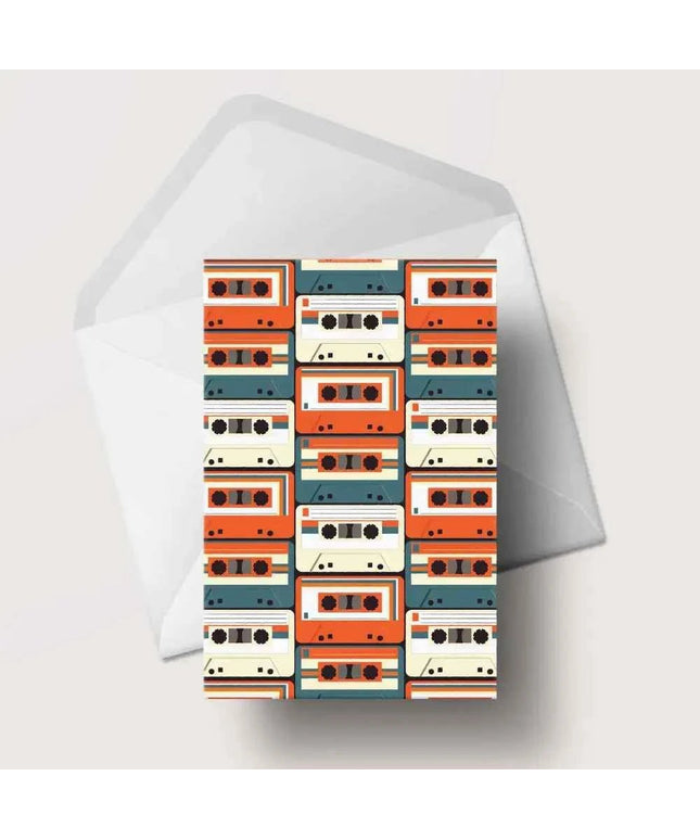 Retro Cassette Greeting Card - Blank inside