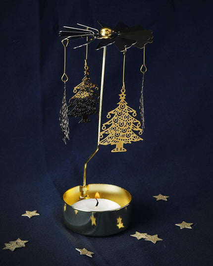 Gold Christmas Tree Tealight Spinner