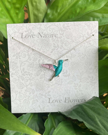Hummingbird In Flight Pendant Necklace