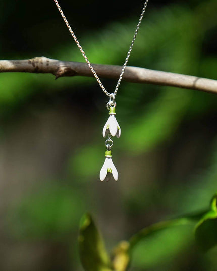 Snowdrop White Flower Pendant Necklace