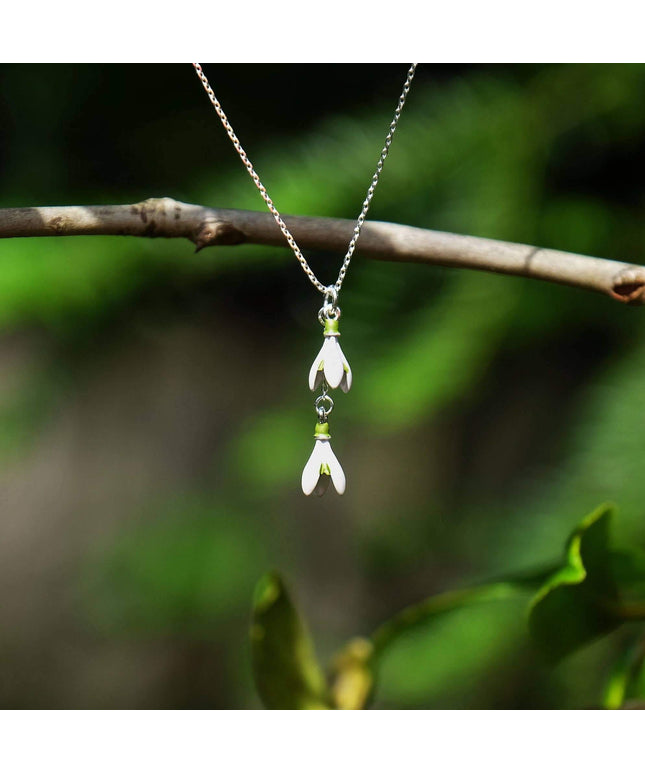 Snowdrop White Flower Pendant Necklace