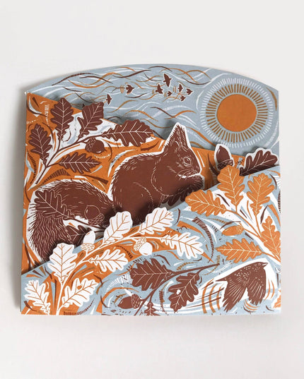 Concertina Card - Autumn Leaves - Squirrel