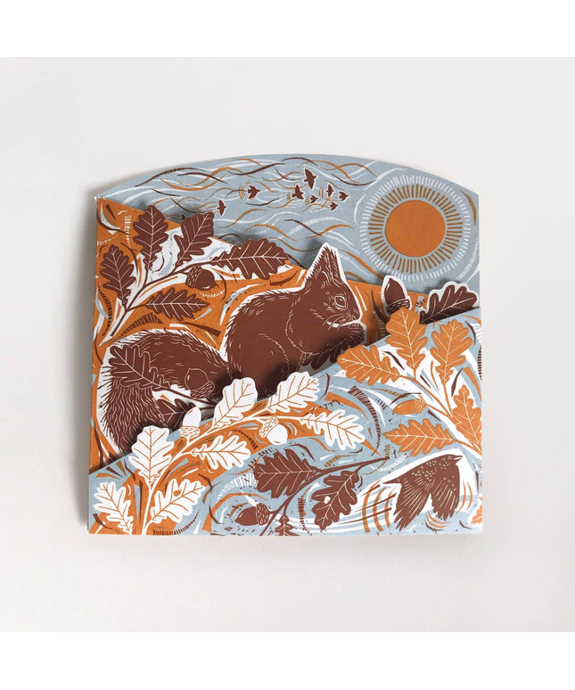 Concertina Card - Autumn Leaves - Squirrel