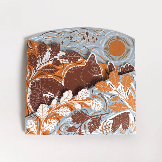 Concertina Card - Autumn Leaves - Squirrel - The Red Squirrel
