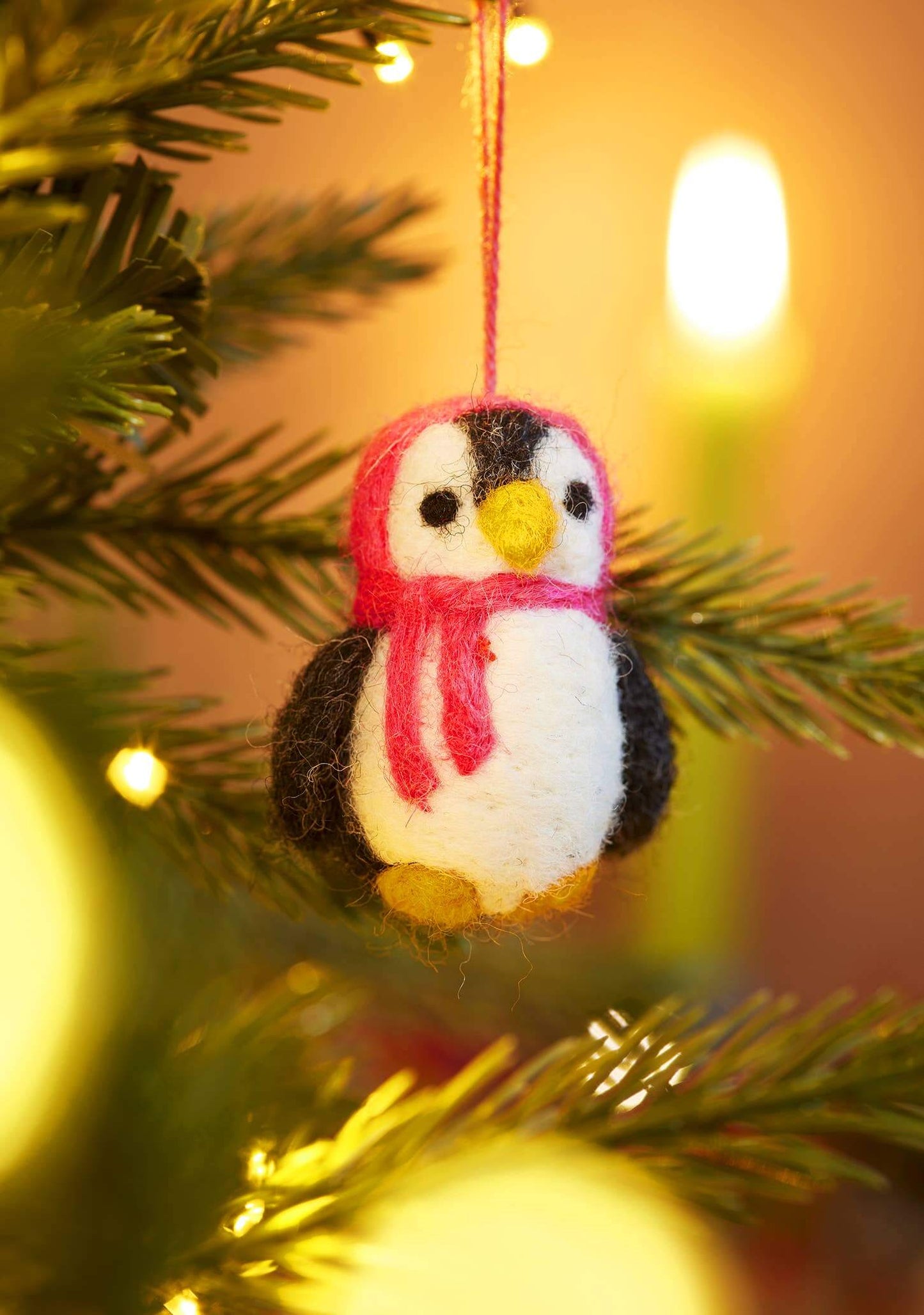 Set of 5 Hanging Felt Penguin Christmas Decorations - The Red Squirrel