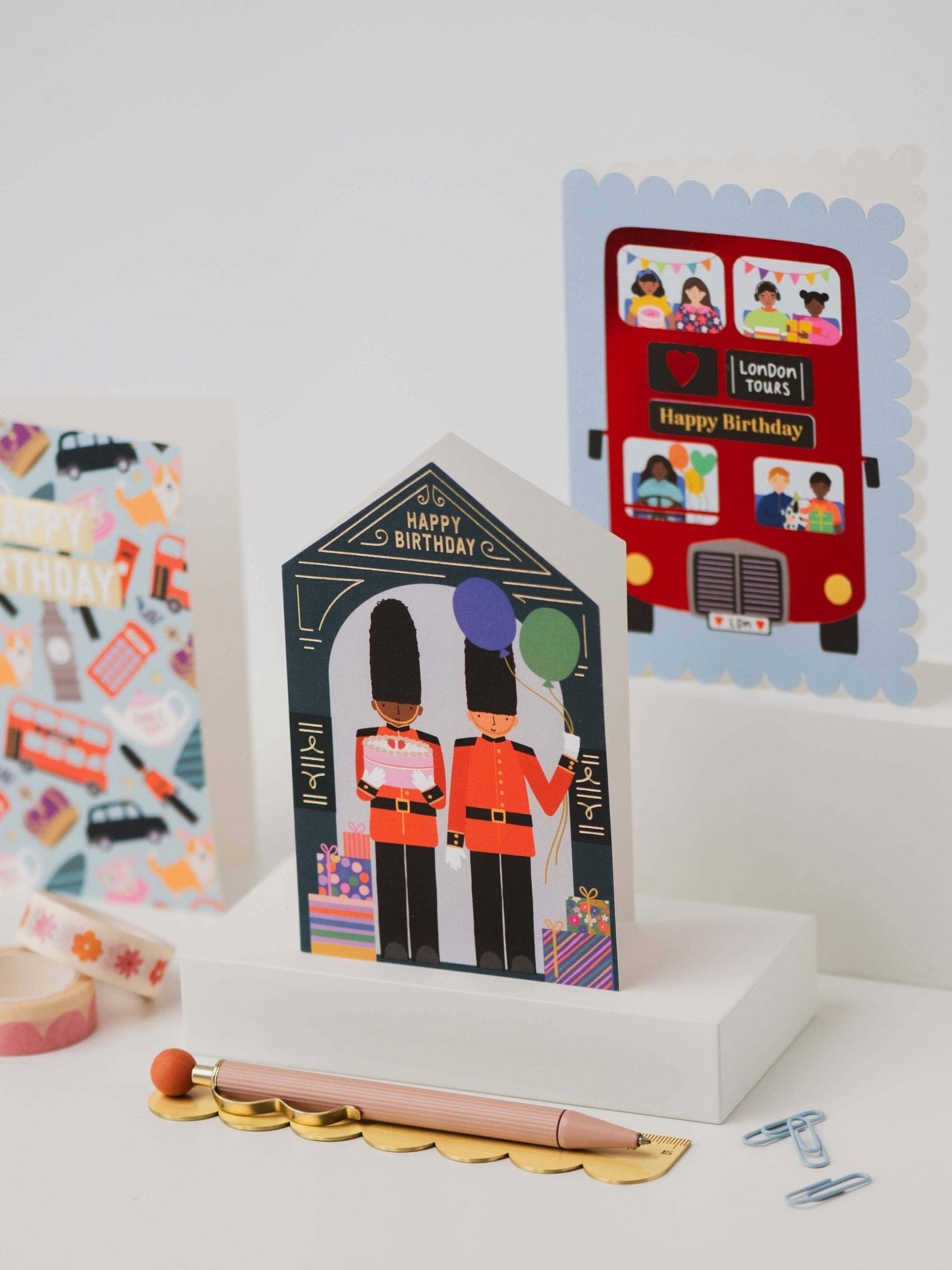 London Bus Scalloped Birthday Card Modern Birthday Card - The Red Squirrel