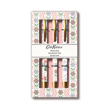 Cath Kidston Gift 3 Pen Set - Pink Blue Flowers