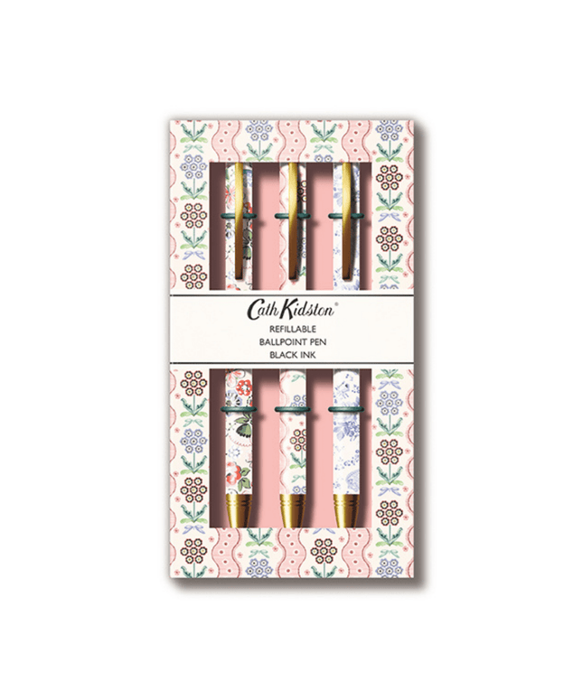 Cath Kidston Gift 3 Pen Set - Pink Blue Flowers